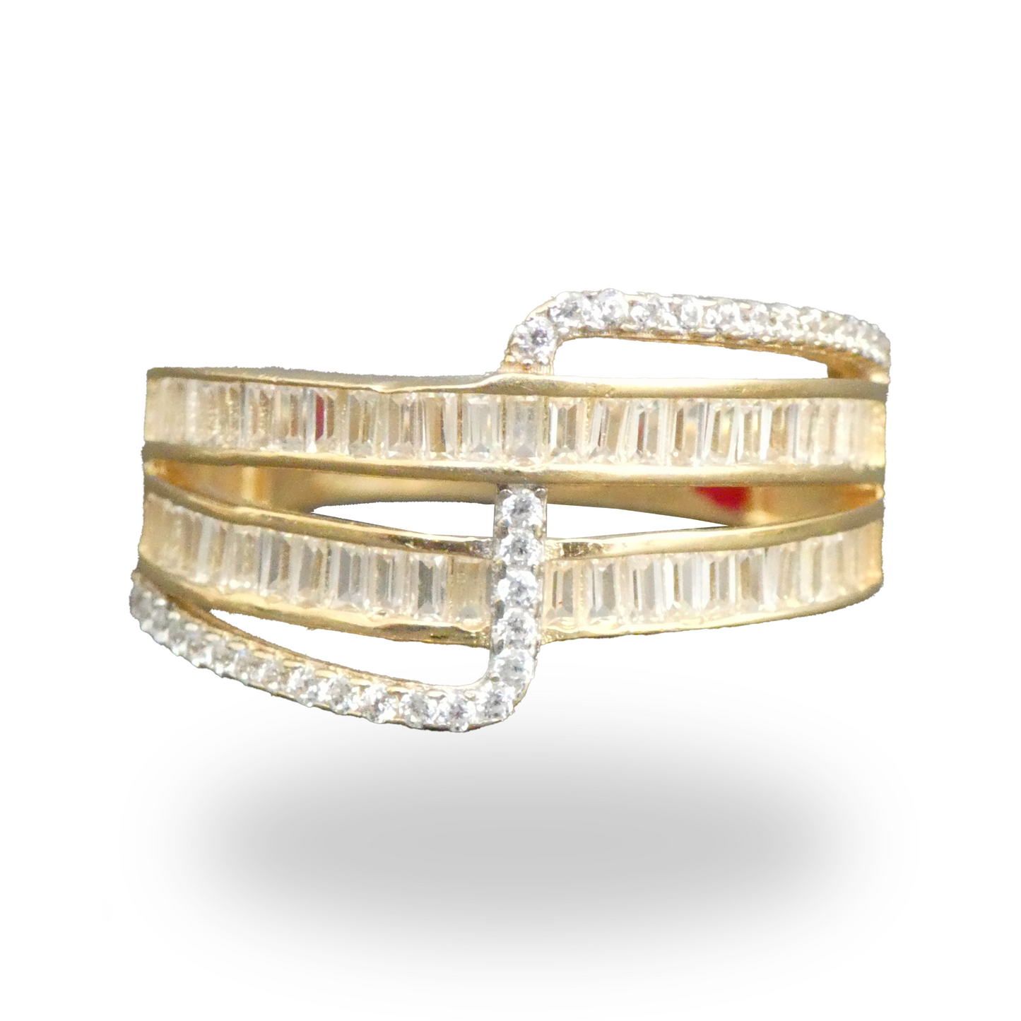 Anillo Entrelazado con Zirconias Baguette