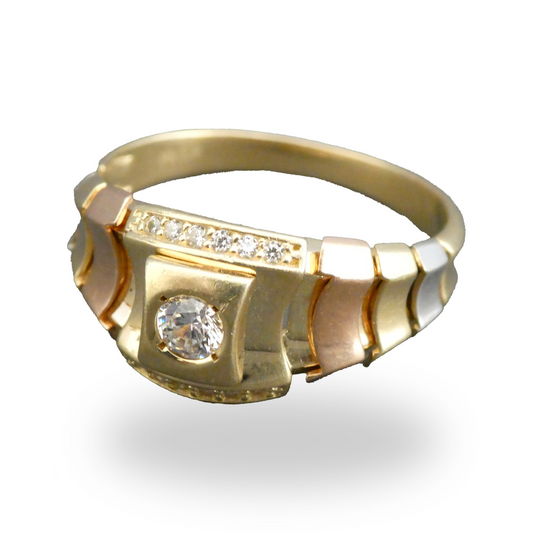 Anillo Florentino con Zirconia Central
